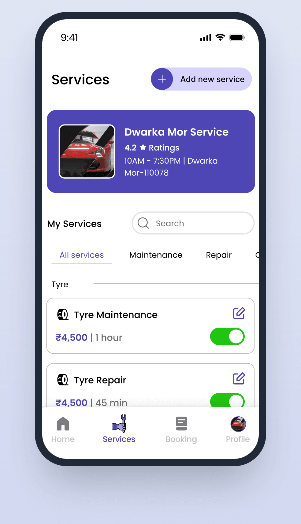 Keplix Garage Partner app screen