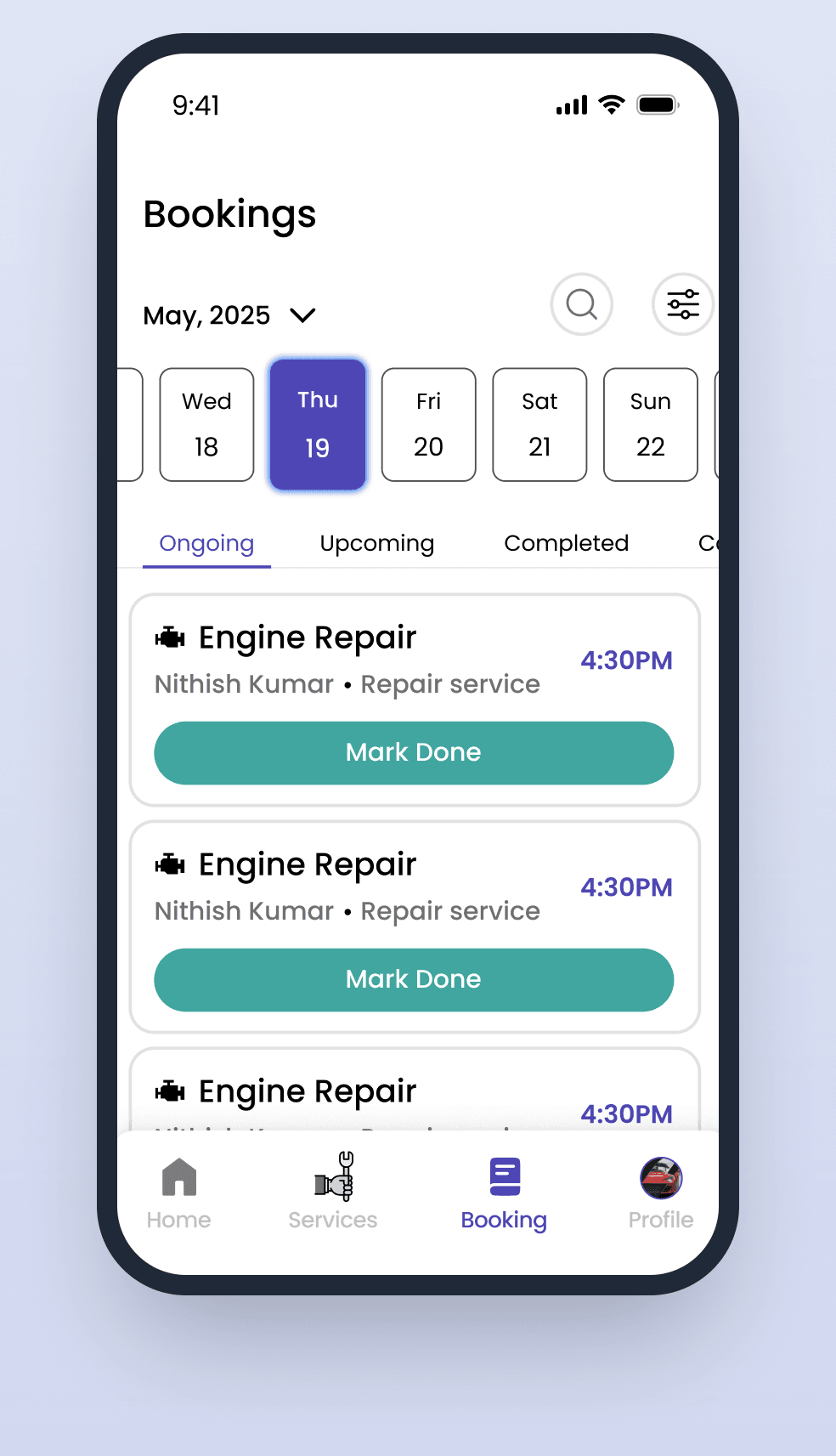 Keplix Garage Partner app screen